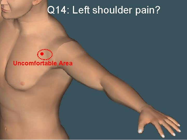 Q 14: Left shoulder pain? Uncomfortable Area 