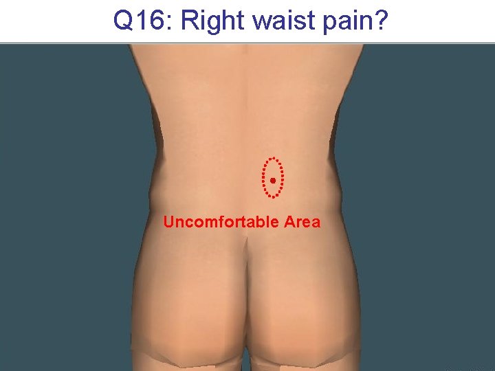 Q 16: Right waist pain? Uncomfortable Area 