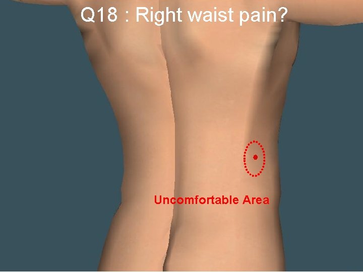 Q 18 : Right waist pain? Uncomfortable Area 
