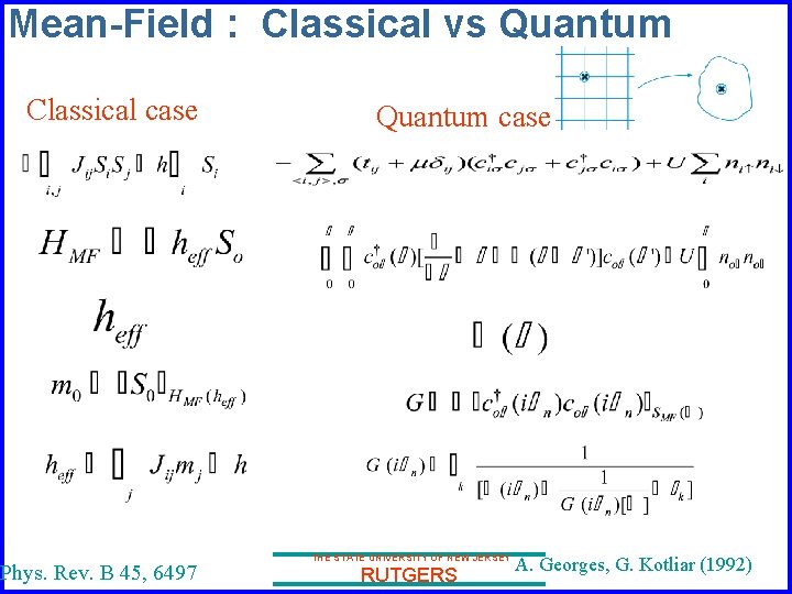 Mean-Field : Classical vs Quantum Classical case Phys. Rev. B 45, 6497 Quantum case