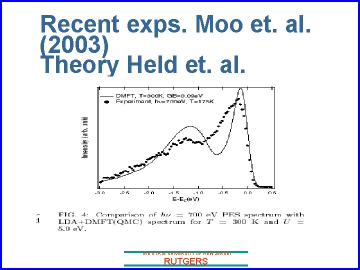 Recent exps. Moo et. al. (2003) Theory Held et. al. THE STATE UNIVERSITY OF
