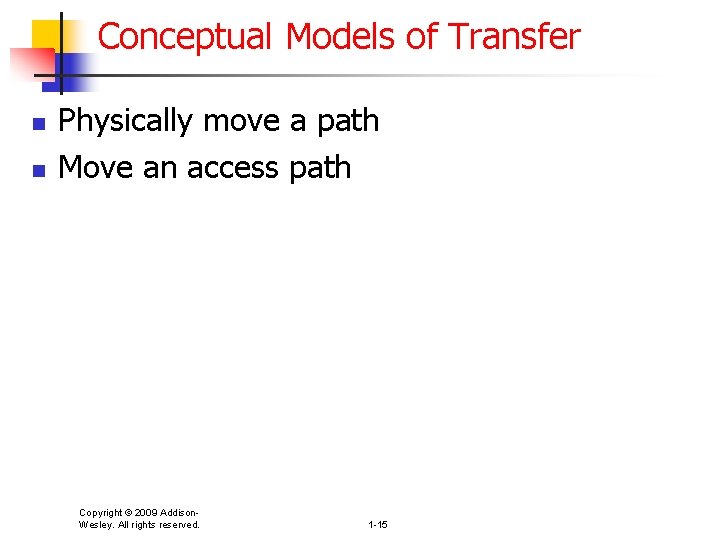 Conceptual Models of Transfer n n Physically move a path Move an access path