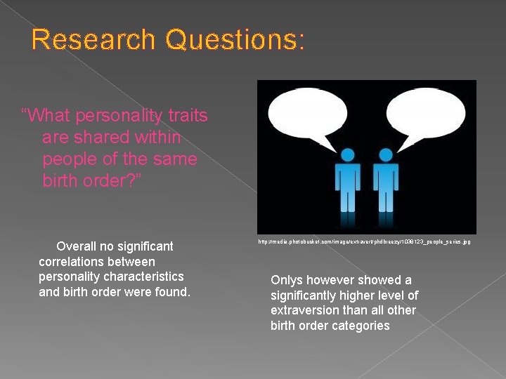Research Questions: “What personality traits are shared within people of the same birth order?