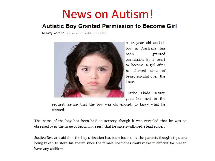 News on Autism! 