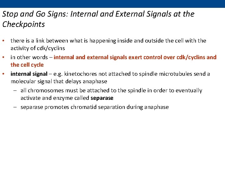 Stop and Go Signs: Internal and External Signals at the Checkpoints • there is