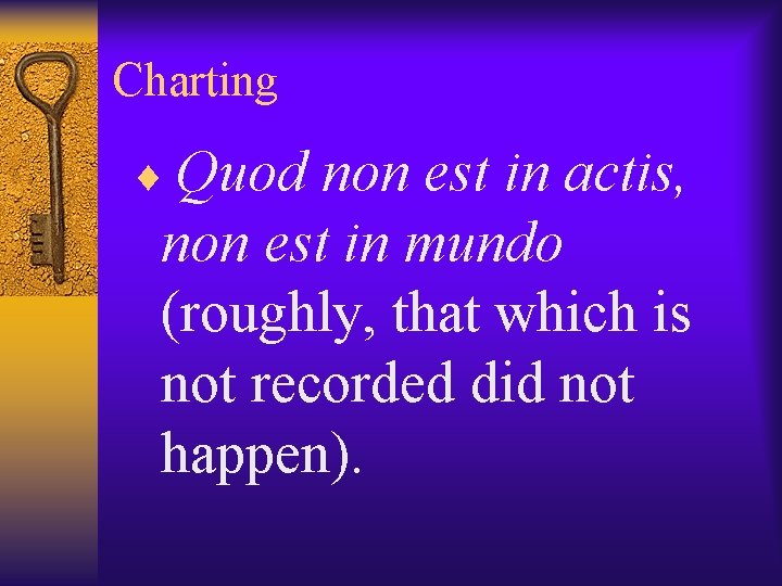 Charting ¨ Quod non est in actis, non est in mundo (roughly, that which