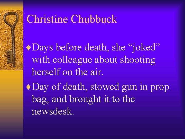 Christine Chubbuck ¨Days before death, she “joked” with colleague about shooting herself on the