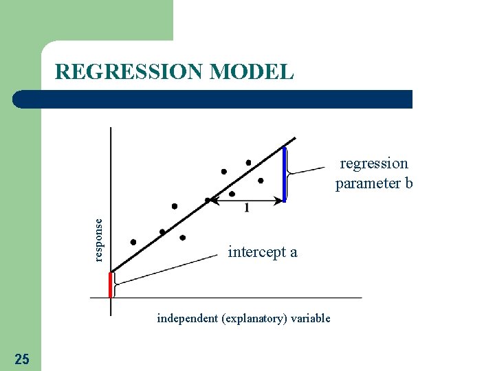 REGRESSION MODEL response regression parameter b intercept a independent (explanatory) variable 25 