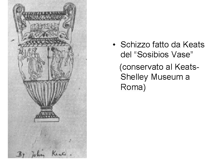  • Schizzo fatto da Keats del “Sosibios Vase” (conservato al Keats. Shelley Museum