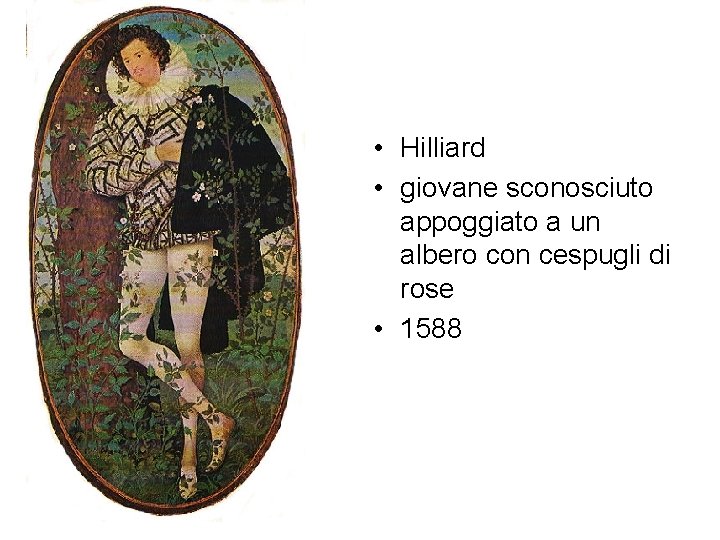  • Hilliard • giovane sconosciuto appoggiato a un albero con cespugli di rose