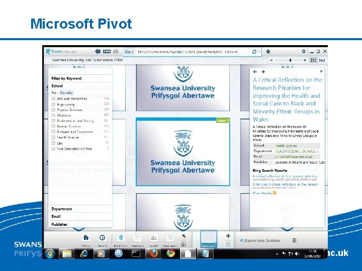 Microsoft Pivot www. swansea. ac. uk 