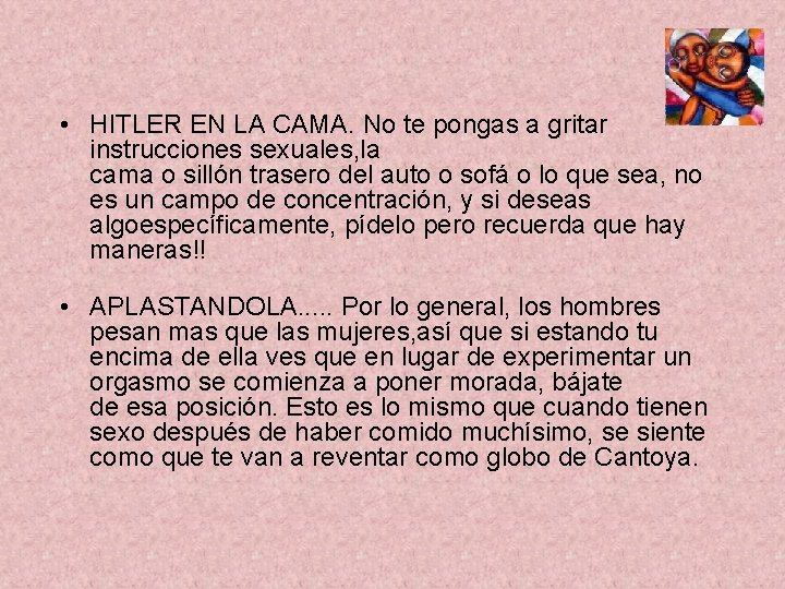  • HITLER EN LA CAMA. No te pongas a gritar instrucciones sexuales, la