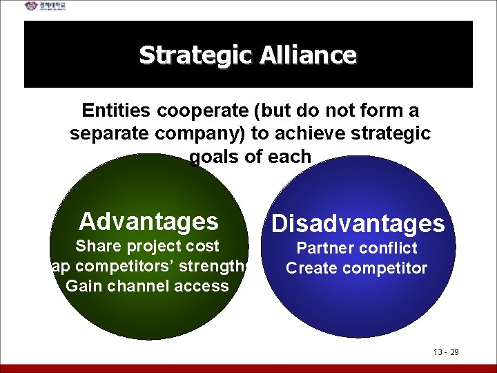 Strategic Alliance Entities cooperate (but do not form a separate company) to achieve strategic