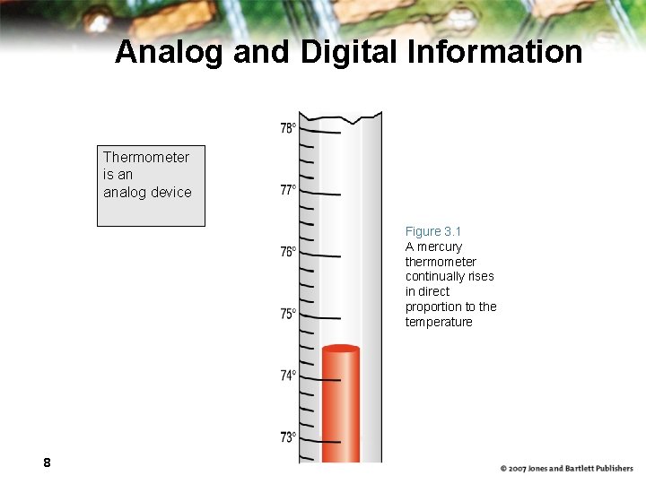 Analog and Digital Information Thermometer is an analog device Figure 3. 1 A mercury