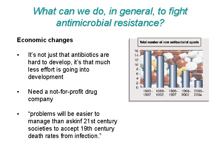 What can we do, in general, to fight antimicrobial resistance? Economic changes • It’s
