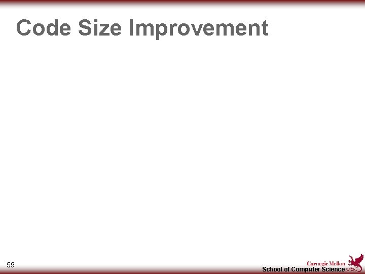 Code Size Improvement 59 School of Computer Science 