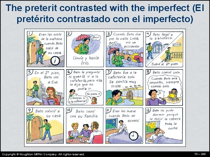 The preterit contrasted with the imperfect (El pretérito contrastado con el imperfecto) Copyright ©