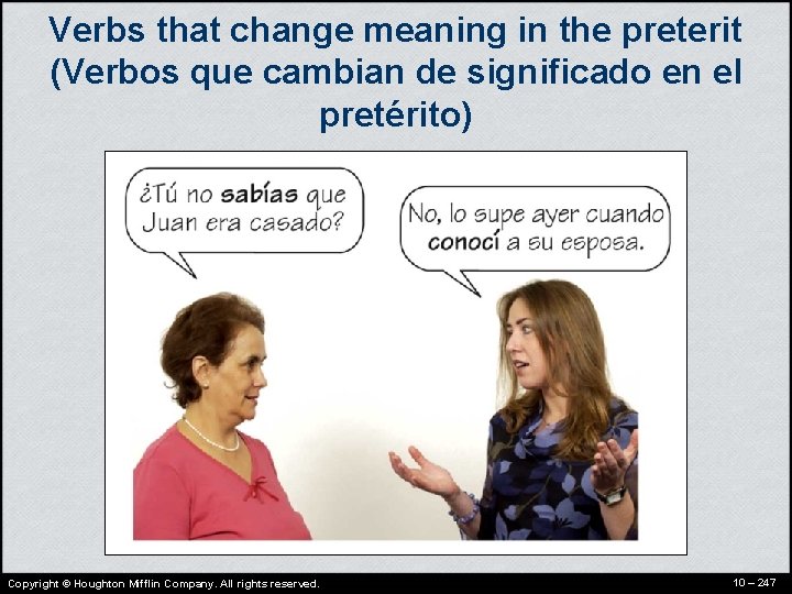 Verbs that change meaning in the preterit (Verbos que cambian de significado en el