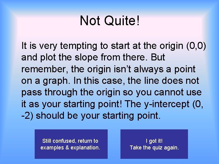 Not Quite! It is very tempting to start at the origin (0, 0) and