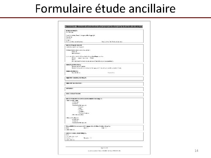 Formulaire étude ancillaire 14 