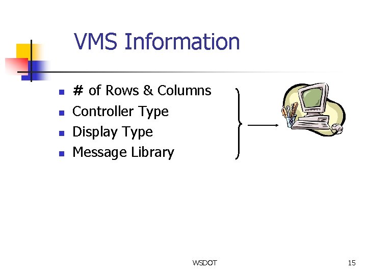 VMS Information n n # of Rows & Columns Controller Type Display Type Message