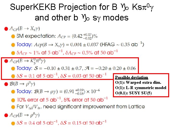 Super. KEKB Projection for B g Ks 0 and other b g s modes