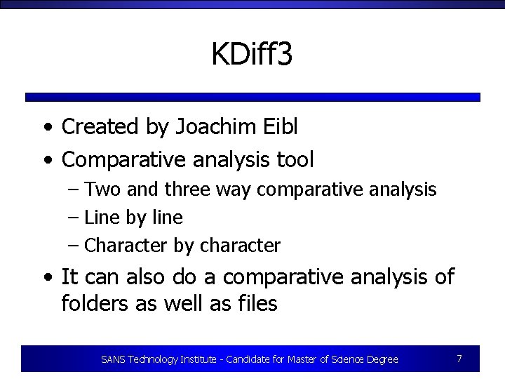 KDiff 3 • Created by Joachim Eibl • Comparative analysis tool – Two and
