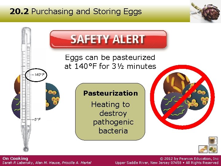 20. 2 Purchasing and Storing Eggs can be pasteurized at 140°F for 3½ minutes
