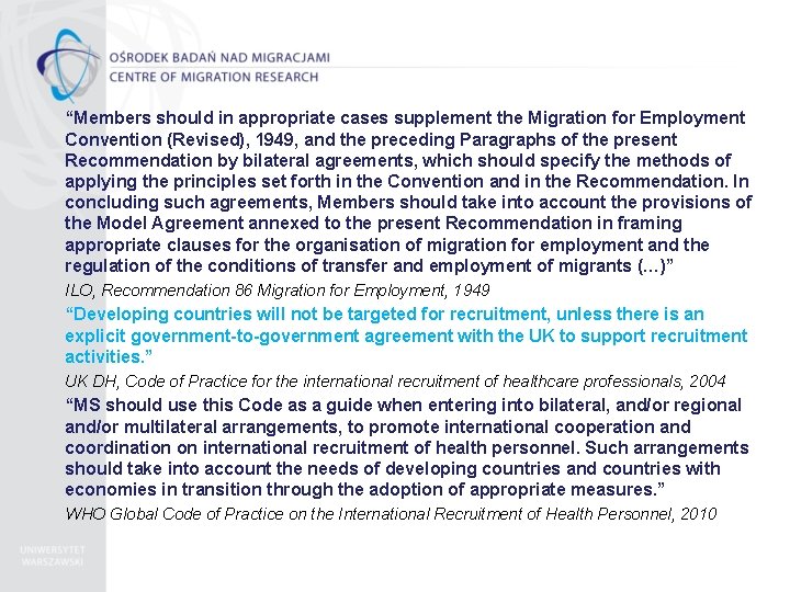 “Members should in appropriate cases supplement the Migration for Employment Convention (Revised), 1949, and