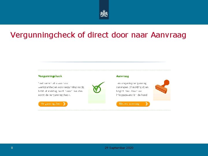 Vergunningcheck of direct door naar Aanvraag 8 29 September 2020 