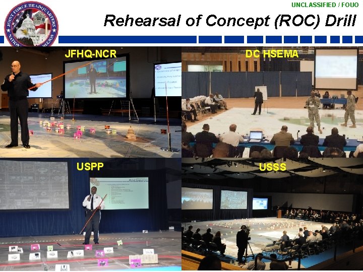 UNCLASSIFIED / FOUO Rehearsal of Concept (ROC) Drill JFHQ-NCR DC HSEMA USPP USSS UNCLASSIFIED