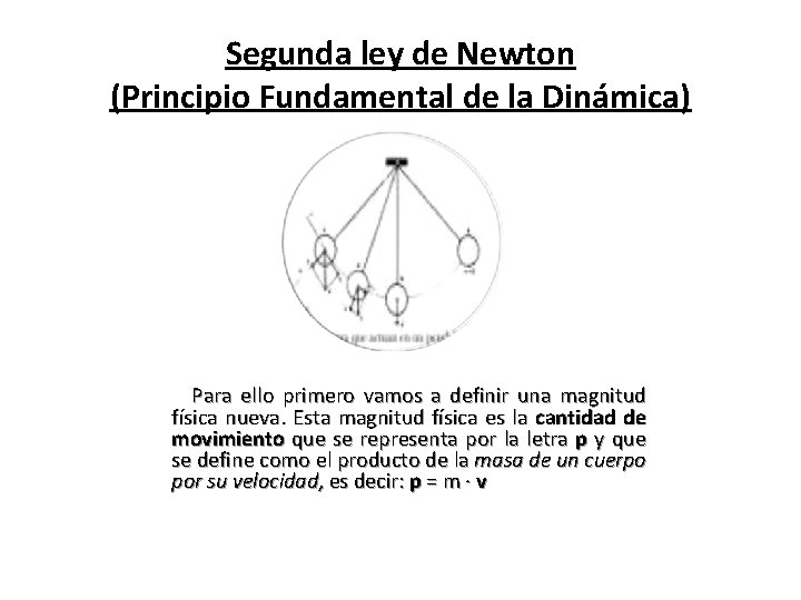 Segunda ley de Newton (Principio Fundamental de la Dinámica) Para ello primero vamos a