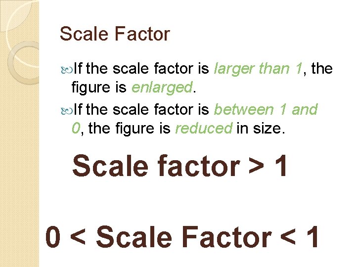 Scale Factor If the scale factor is larger than 1, the figure is enlarged.