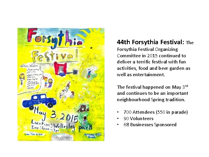 44 th Forsythia Festival: The Forsythia Festival Organizing Committee in 2015 continued to deliver