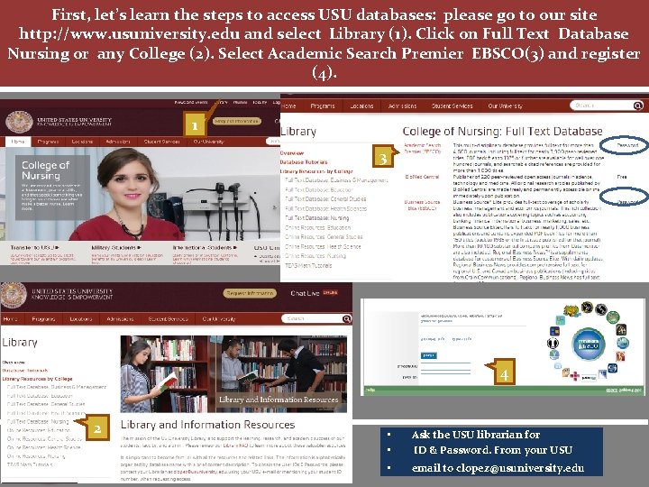 First, let’s learn the steps to access USU databases: please go to our site