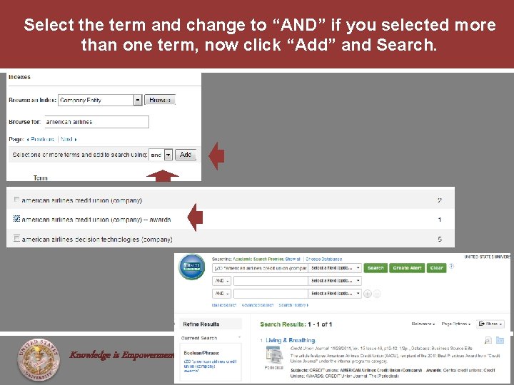 Select the term and change to “AND” if you selected more than one term,