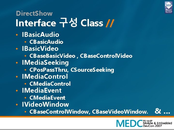 Direct. Show Interface 구성 Class // • IBasic. Audio • CBasic. Audio • IBasic.