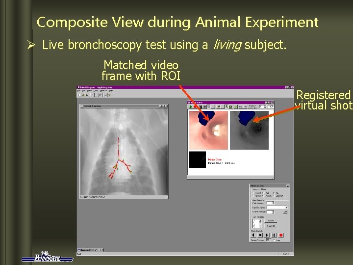 Composite View during Animal Experiment Ø Live bronchoscopy test using a living subject. Matched