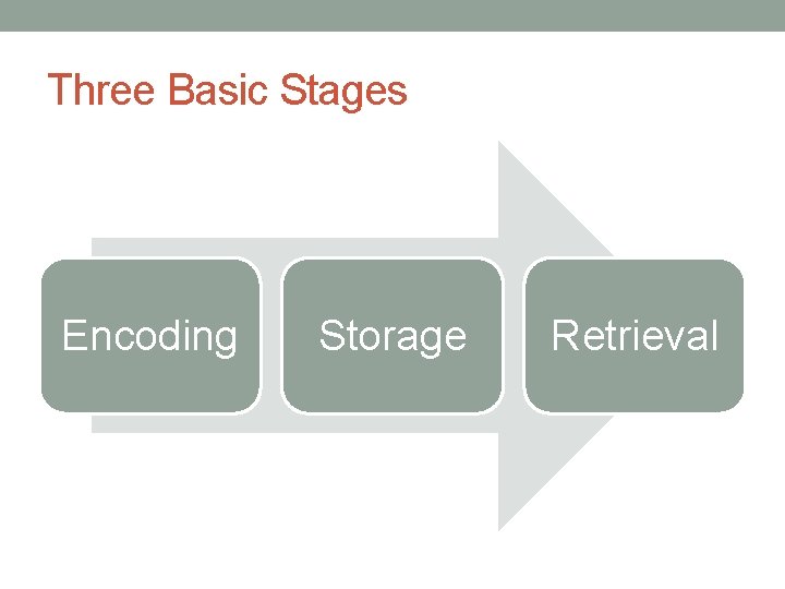 Three Basic Stages Encoding Storage Retrieval Three Basic Stages Encoding Storage Retrieval
