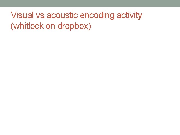 Visual vs acoustic encoding activity (whitlock on dropbox) Visual vs acoustic encoding activity (whitlock on dropbox)