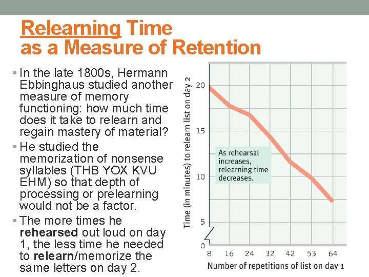 Relearning Time as a Measure of Retention § In the late 1800 s, Hermann Relearning Time as a Measure of Retention § In the late 1800 s, Hermann