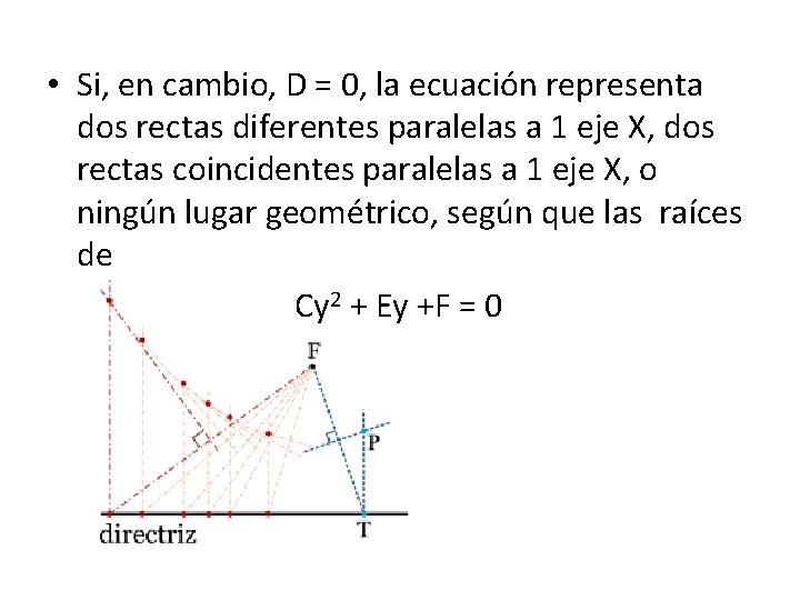  • Si, en cambio, D = 0, la ecuación representa dos rectas diferentes