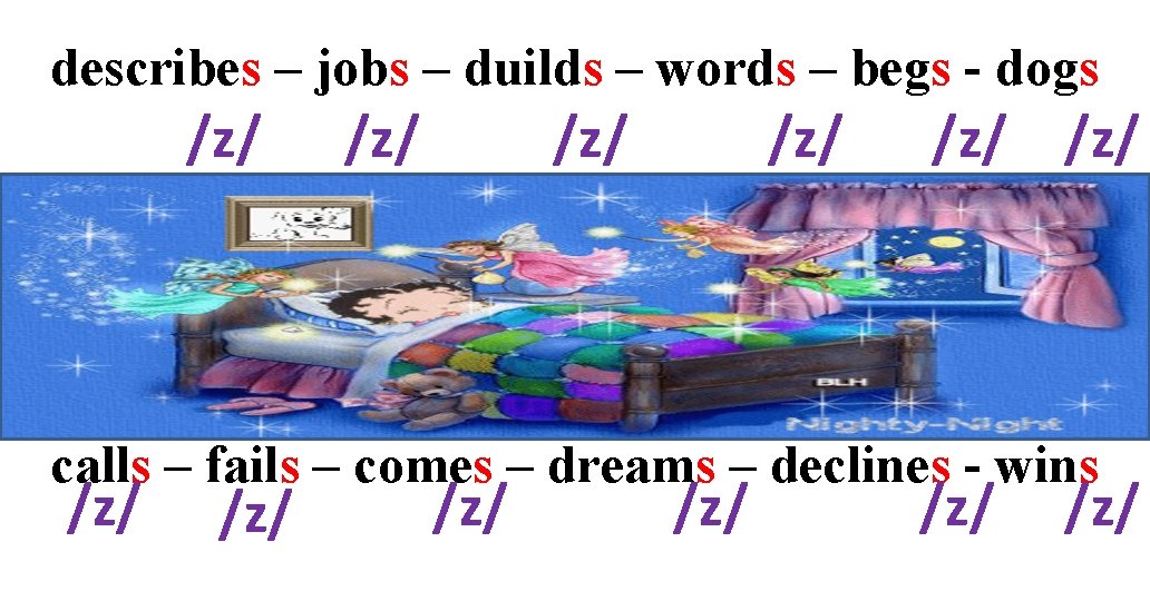 describes – jobs – duilds – words – begs - dogs /z/ /z/ /z/