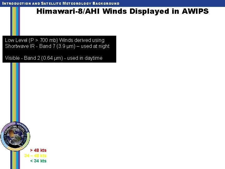 INTRODUCTION AND SATELLITE METEOROLOGY BACKGROUND Himawari-8/AHI Winds Displayed in AWIPS Low Level (P >