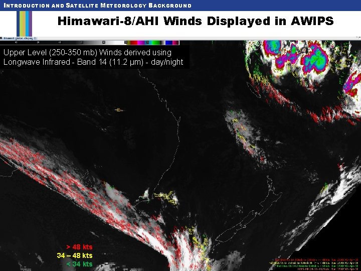 INTRODUCTION AND SATELLITE METEOROLOGY BACKGROUND Himawari-8/AHI Winds Displayed in AWIPS Upper Level (250 -350