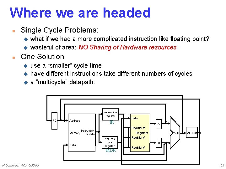 Where we are headed n Single Cycle Problems: u u n what if we