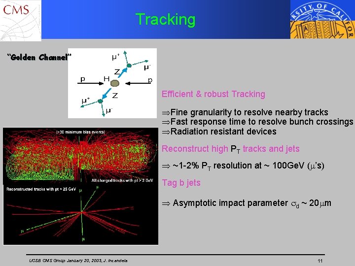 Tracking “Golden Channel” Efficient & robust Tracking ÞFine granularity to resolve nearby tracks ÞFast