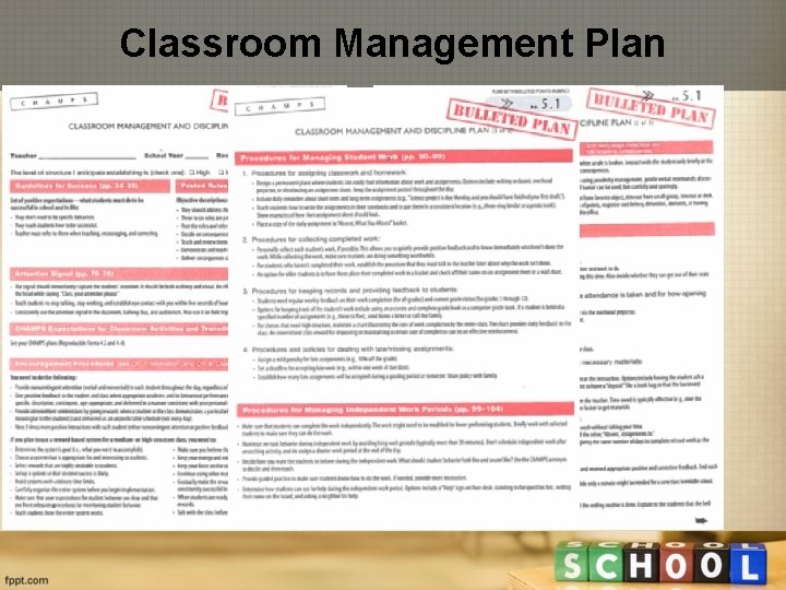 Classroom Management Plan 