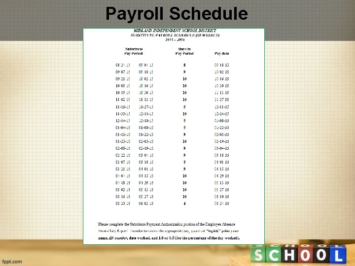 Payroll Schedule 