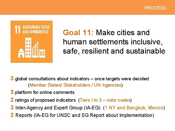 PROCESS Goal 11: Make cities and human settlements inclusive, safe, resilient and sustainable 3